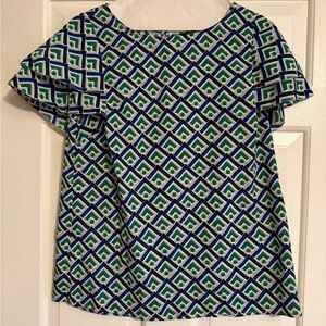 Banana Republic Blue and Green Geometric Blouse